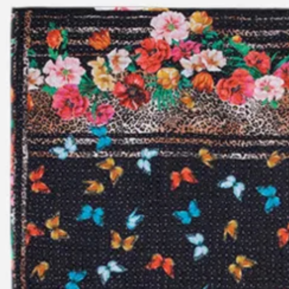 Johnny Was Reversible Floral/Cheetah Print Cotton Quilt